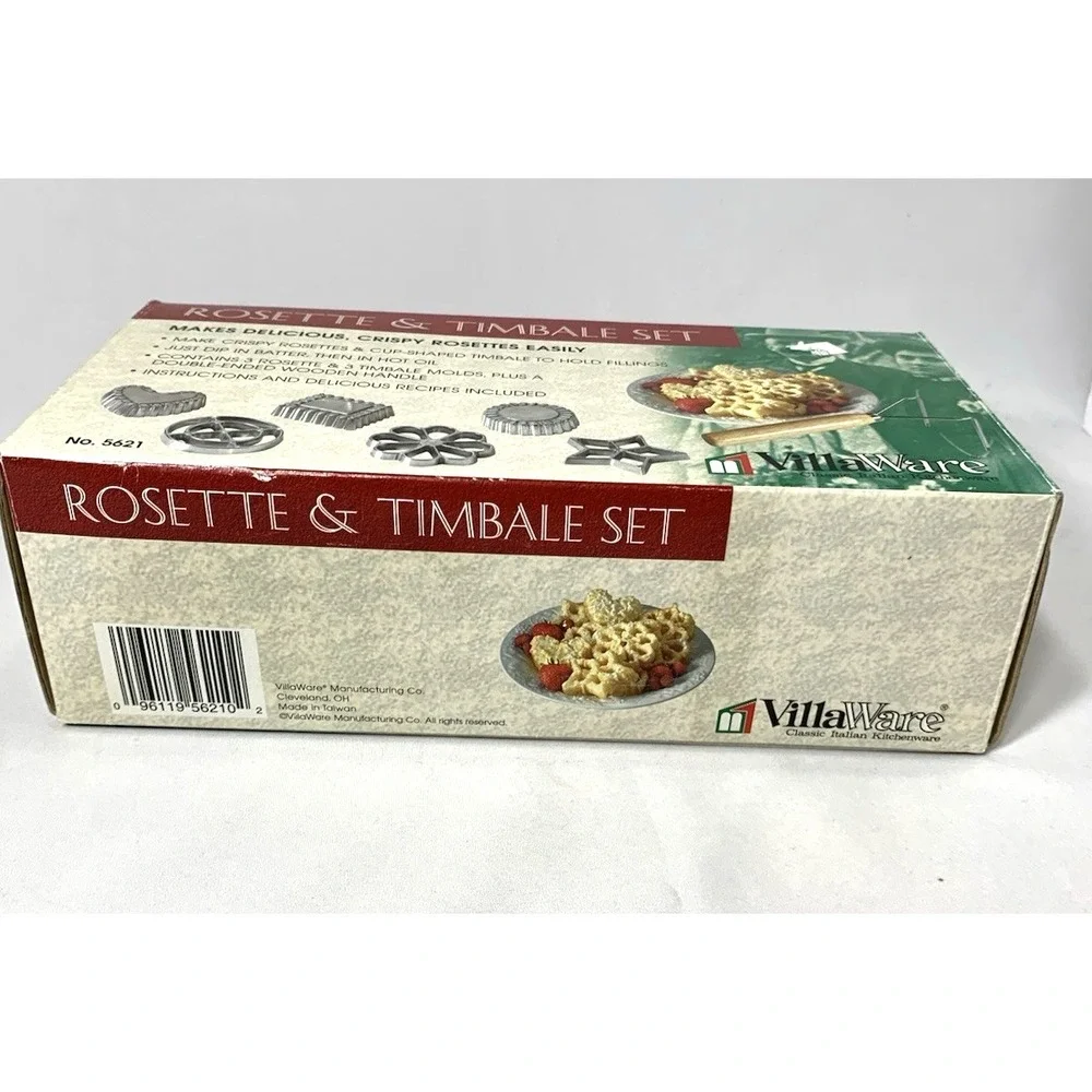 VillaWare Rosette & Timbale Set -9 Molds, 2 Tools- Orig Box - EXCELLENT